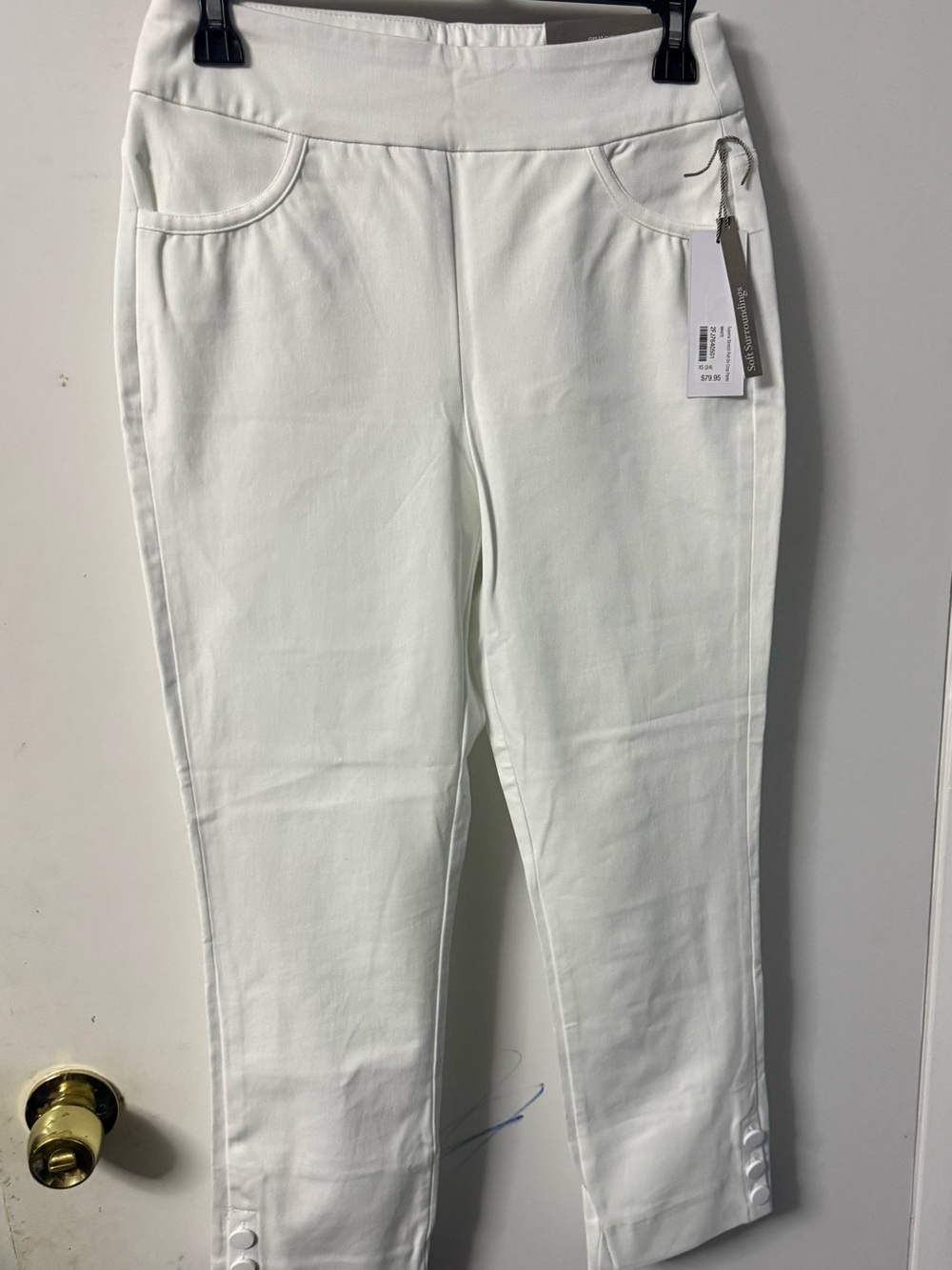 Soft Surroundings White Cropped Slim Pull-On Jeans